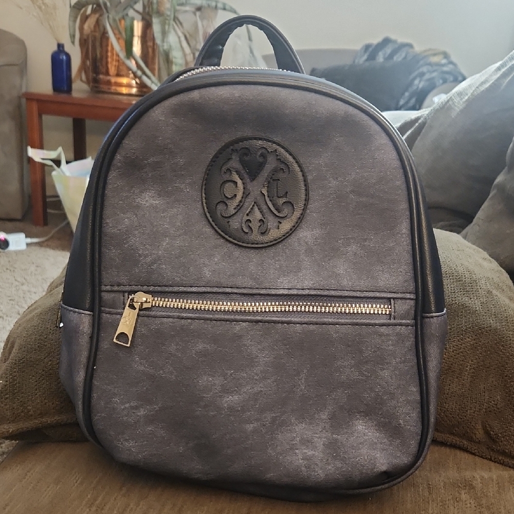 Christian Lacroix Charcoal Backpack with Gold Accents